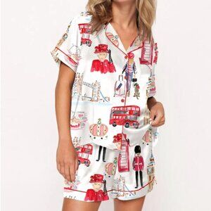NWT London Watercolor Satin Pajama Set